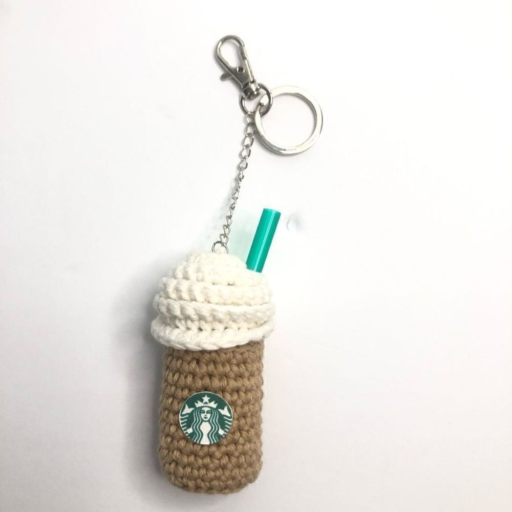 crochet handmade starbucks frappe‎ drink keychain coffee keys accessories